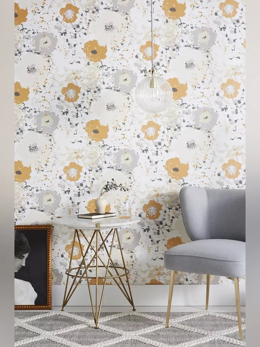 New Anthropologie x York Wallcoverings Spontaneity Metallic Floral Wallpaper